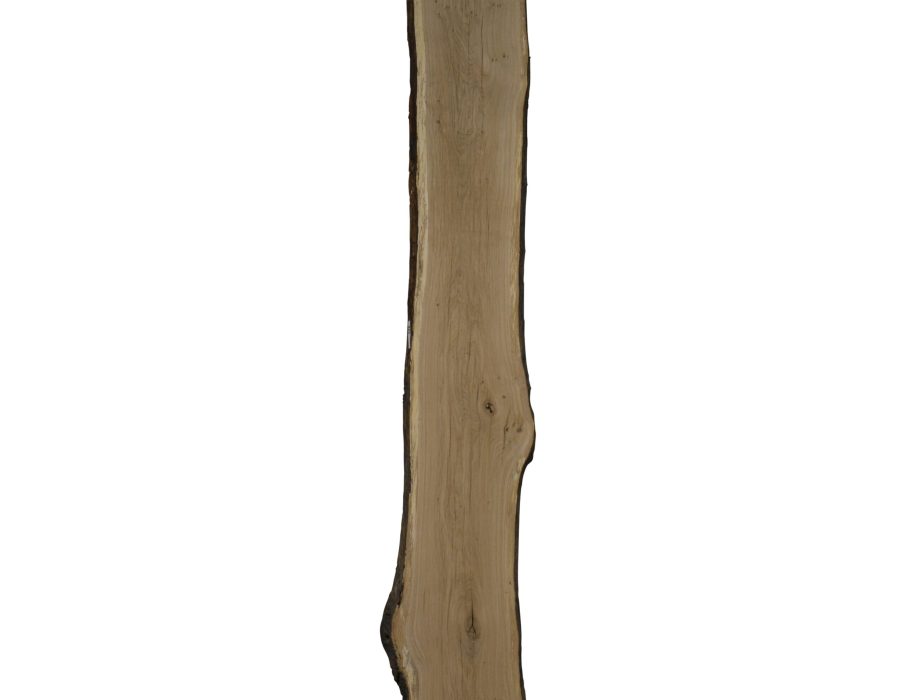Eiken schaaldeel met noesten, gedroogd en geschaafd. 4 cm dik.